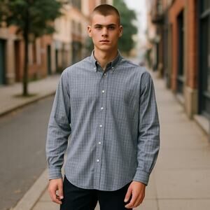 Brooks Brothers Button Down Shirt Mens 18 1/2 36/37 Plaid Non Iron 100% Supima